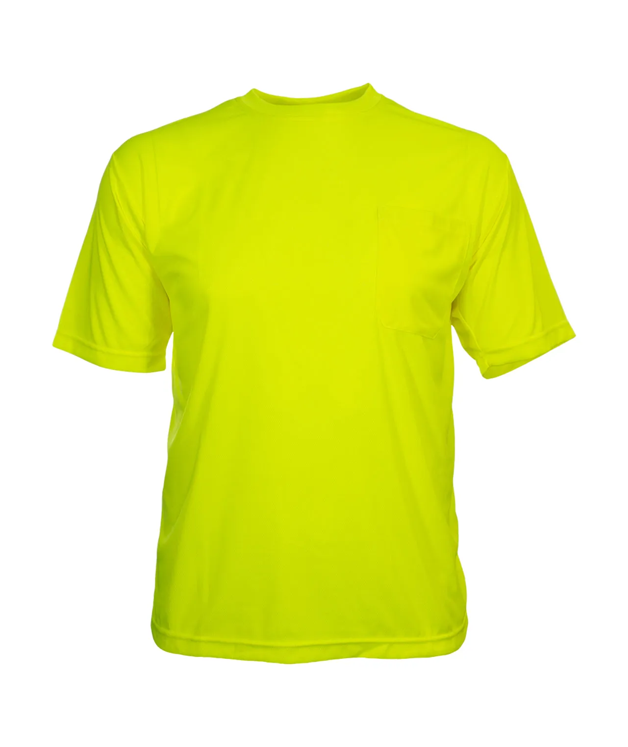 100BNTLM Lightweight Lime Polyester Birdseye Knit High Visibility Pocket Safety Shirt