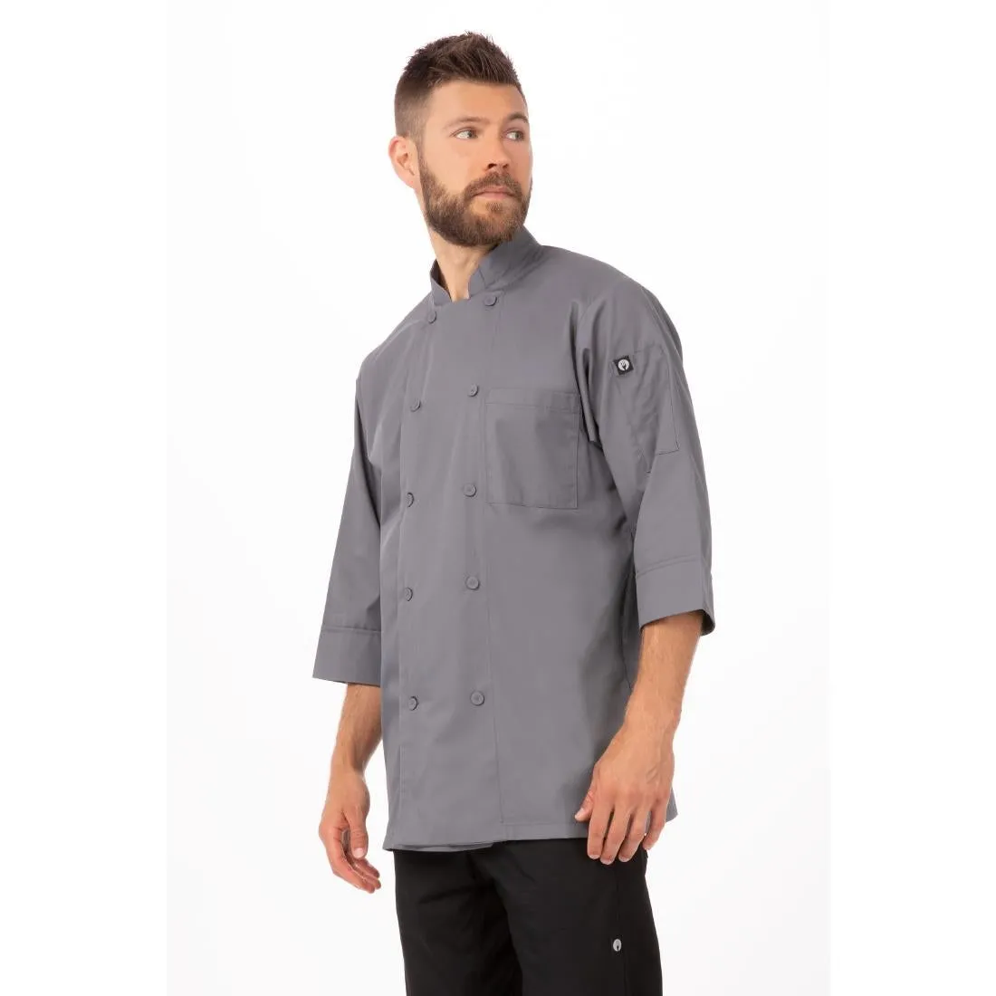 A934-M Chef Works Unisex Chefs Jacket Grey M