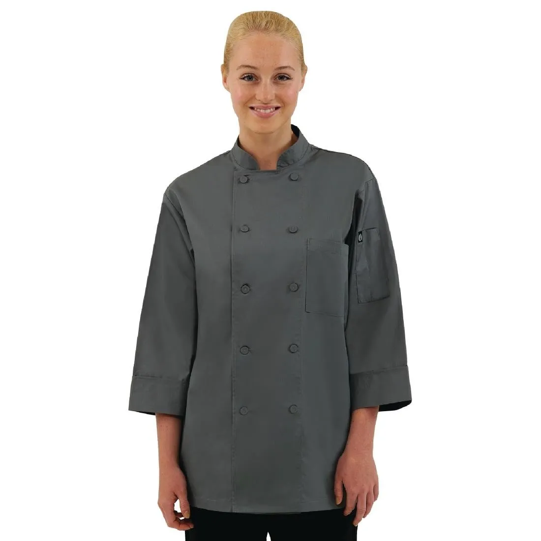 A934-M Chef Works Unisex Chefs Jacket Grey M