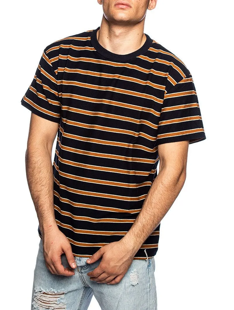 AKIKI STRIPED T-SHIRT IN BLUE AND YELLOW