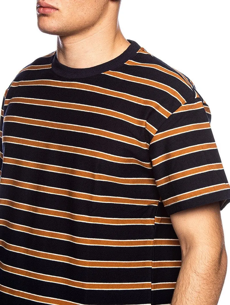 AKIKI STRIPED T-SHIRT IN BLUE AND YELLOW