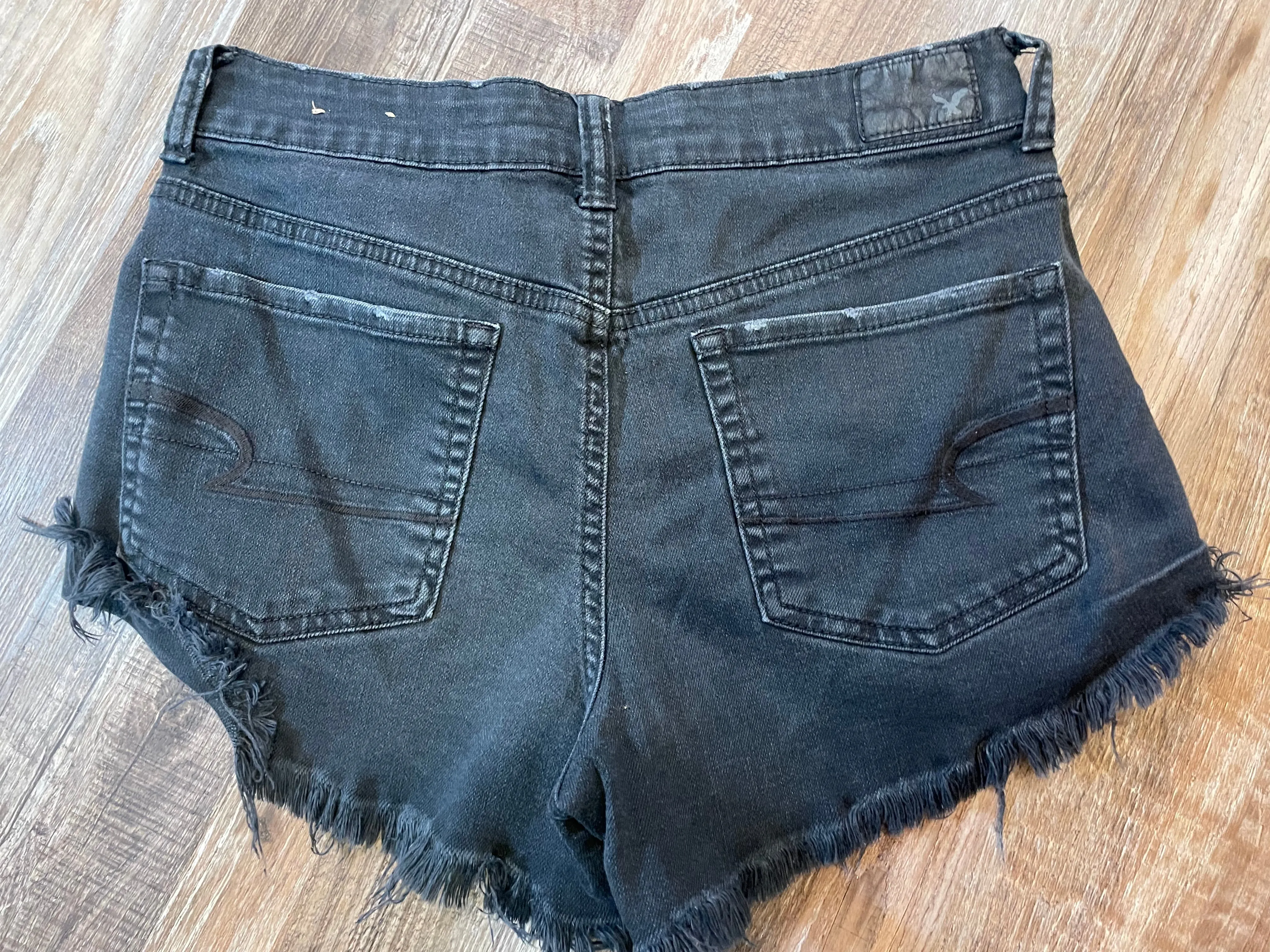 American Eagle Black Jean Shorts High Rise Festival womens size 8