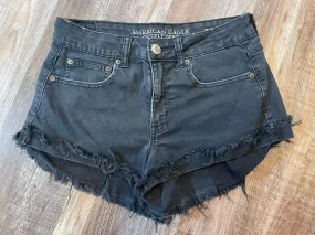 American Eagle Black Jean Shorts High Rise Festival womens size 8