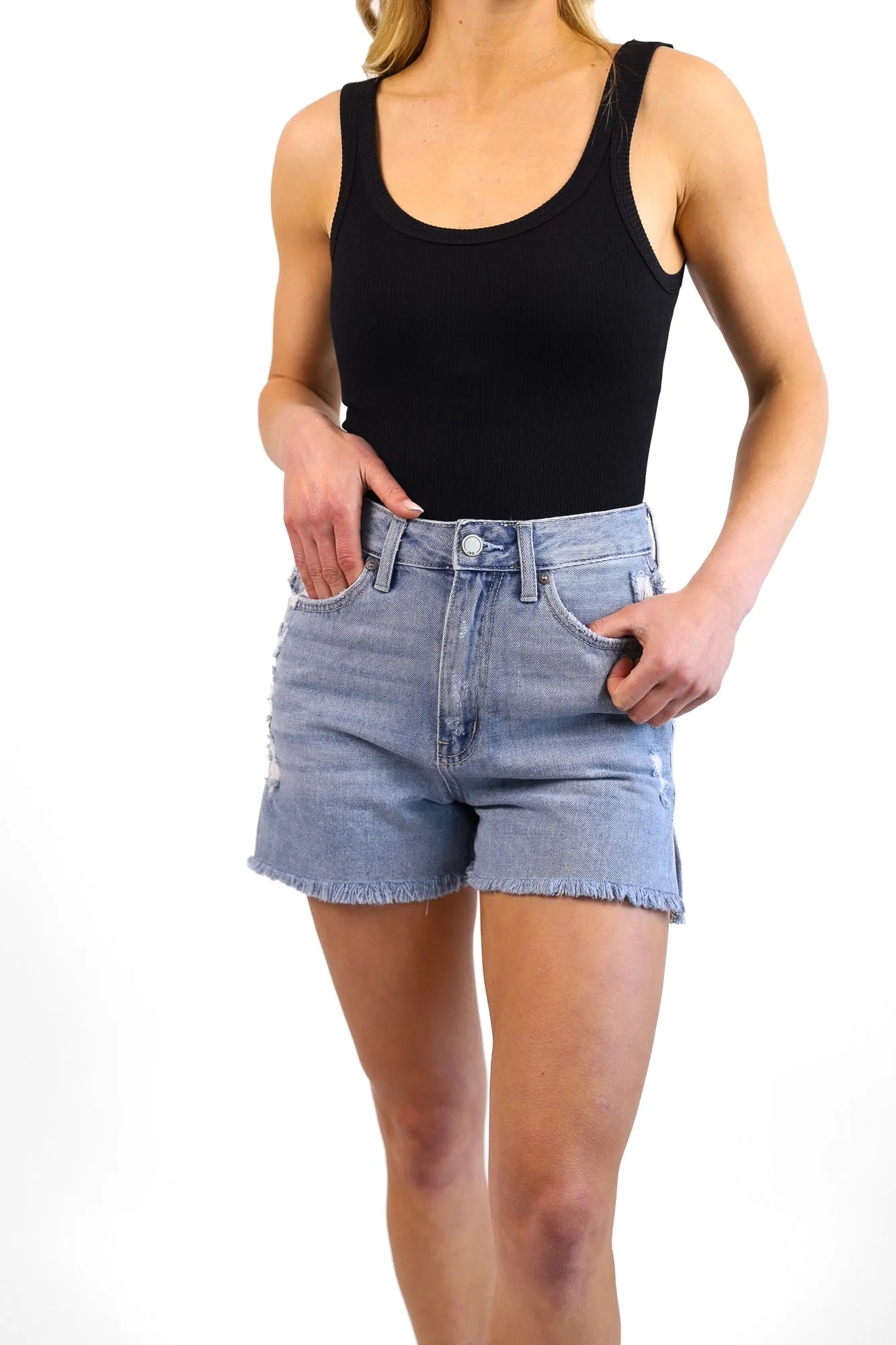 AS SEEN ON ASHLEE NICHOLS!! The James Distressed Denim Shorts