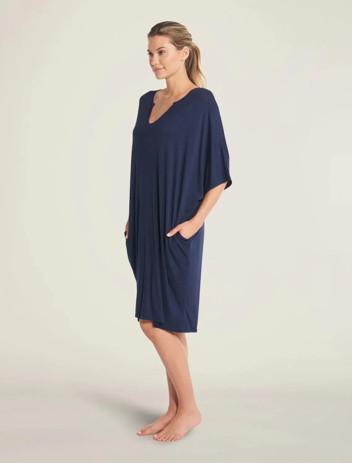 Barefoot Dreams Luxe Milk Jersey® Short Caftan in Indigo