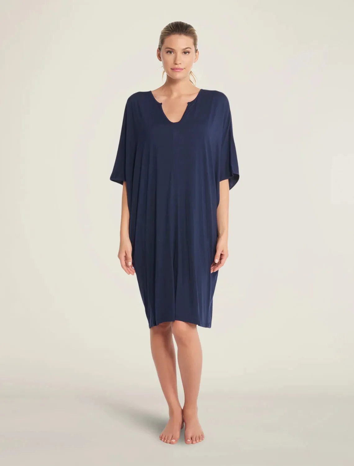 Barefoot Dreams Luxe Milk Jersey® Short Caftan in Indigo