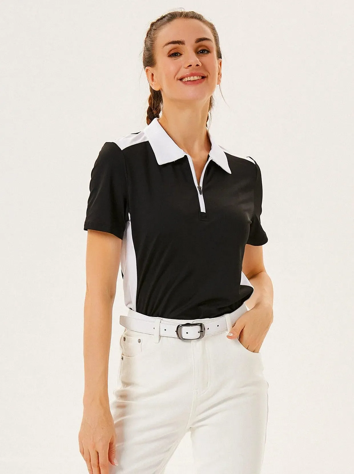 Black Golf Polo Shirts Short-sleeve Golf Polo for Women