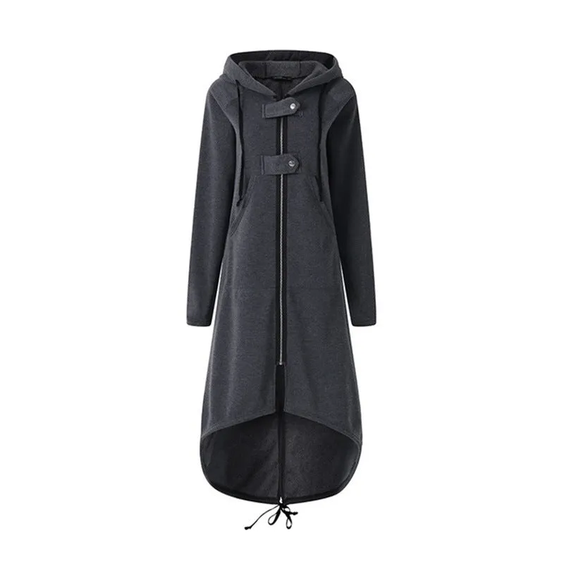 Black Low High Hoodie Over Coat