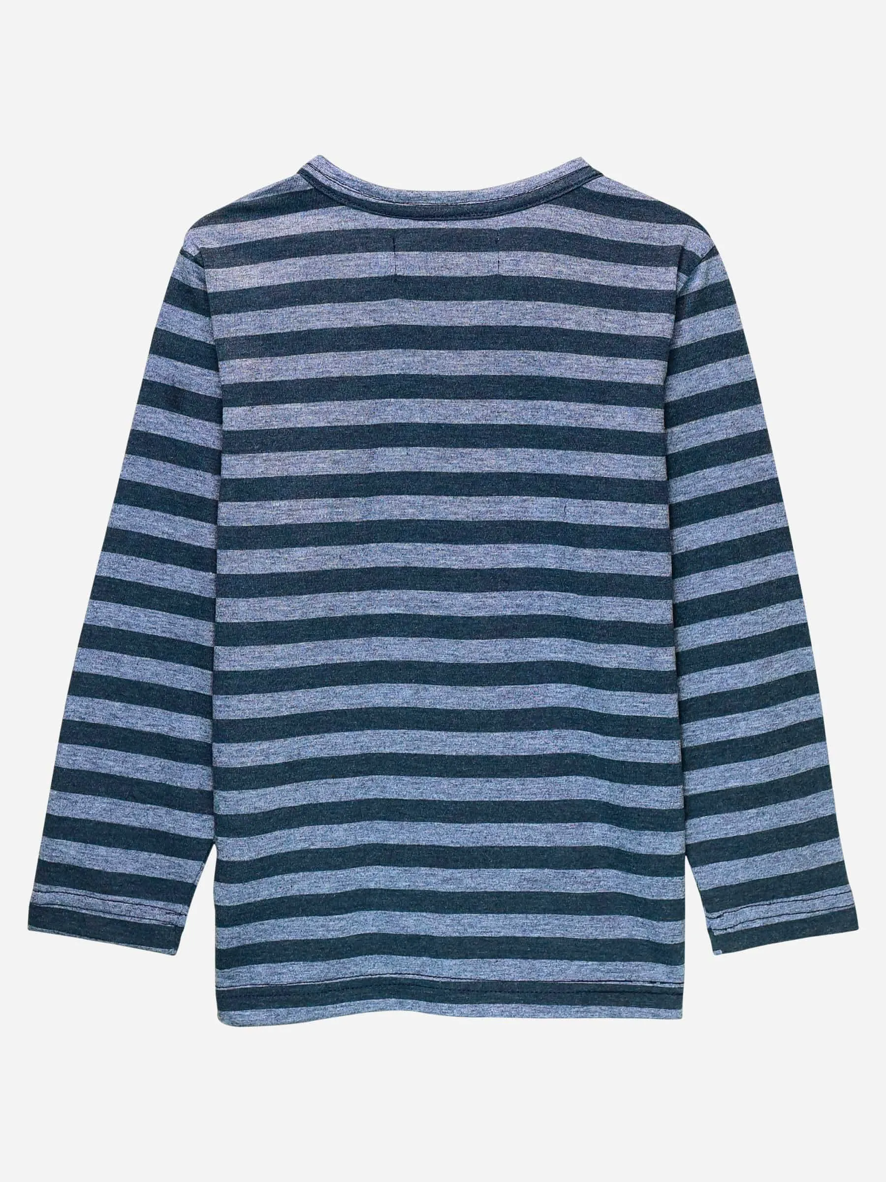 Blue Striped Full Sleeve T-Shirt With Contrasting Pocket