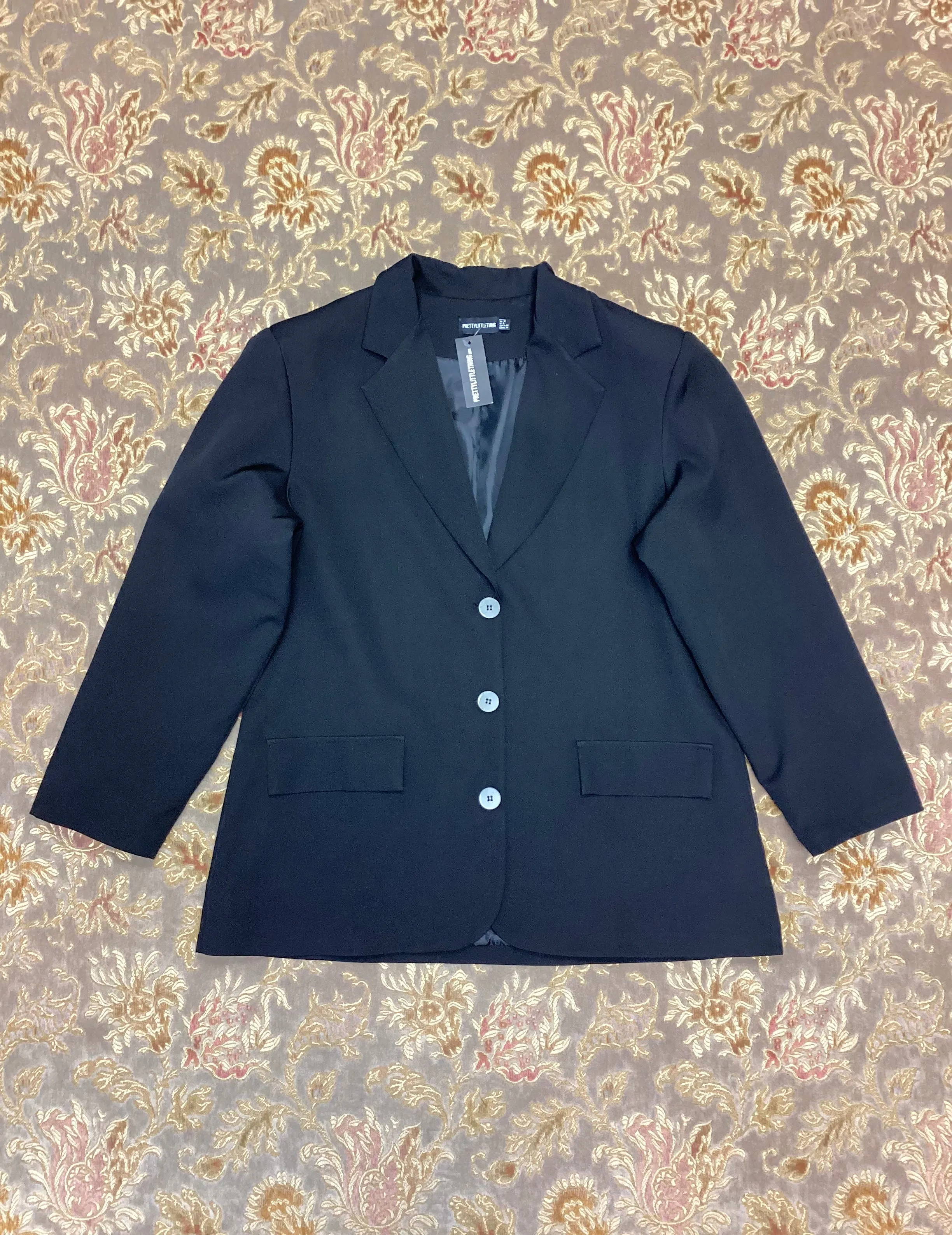 BNWT Pretty Little Thing Black Oversized Blazer Size 12