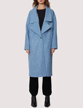 Carrie Blue Boucle Wide Collar Coat