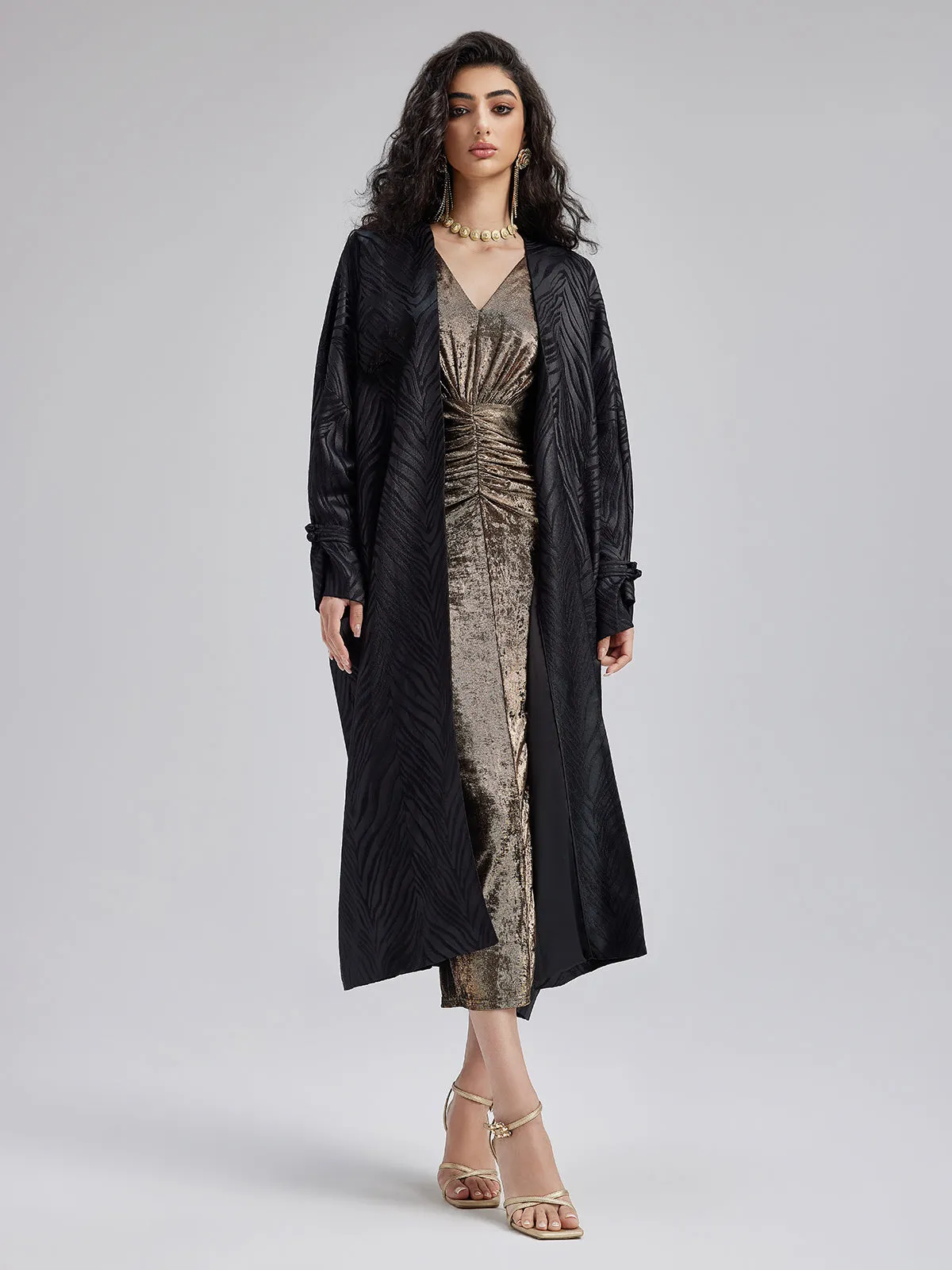 Chinese-style 3D Jacquard Loose Coat