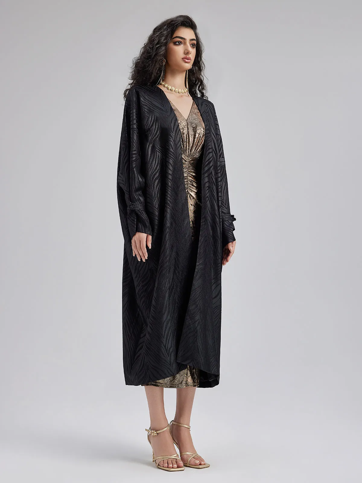 Chinese-style 3D Jacquard Loose Coat