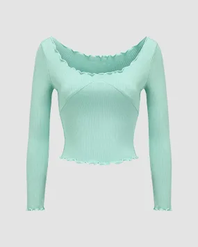 Claymire Lettuce Hem Ribbed Top