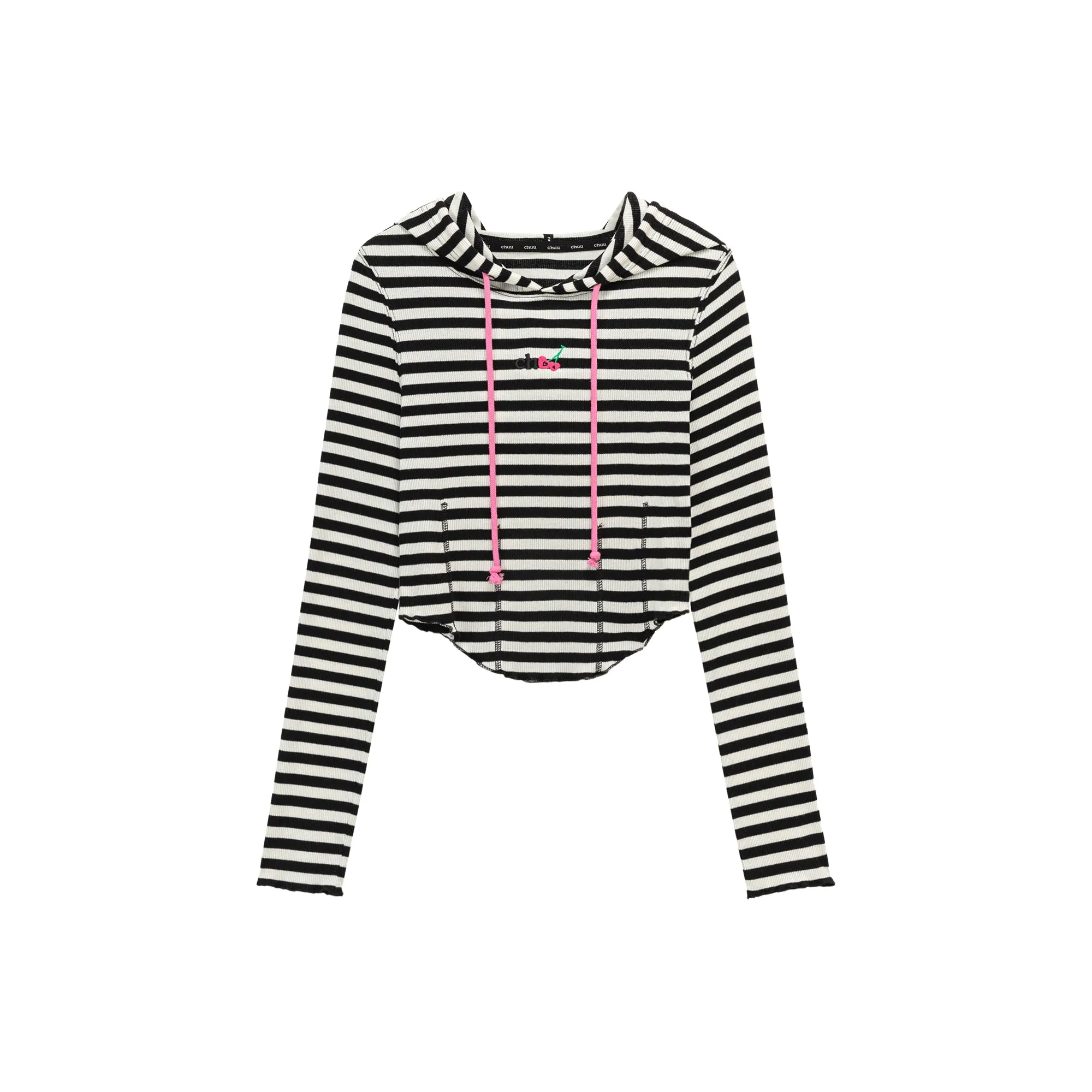 Color Striped Hooded T-Shirt