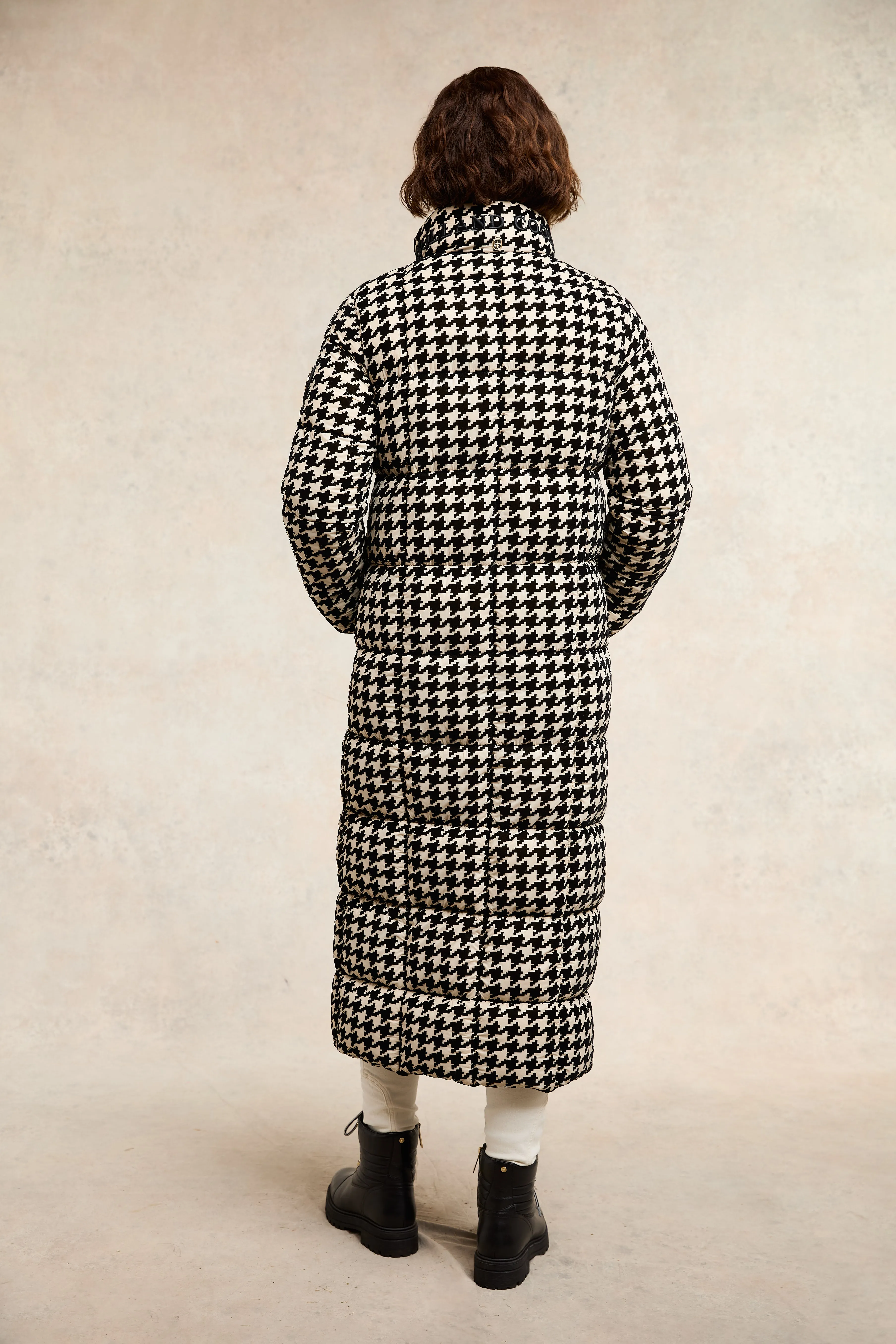 Crawford Longline Coat (Ecru Houndstooth)