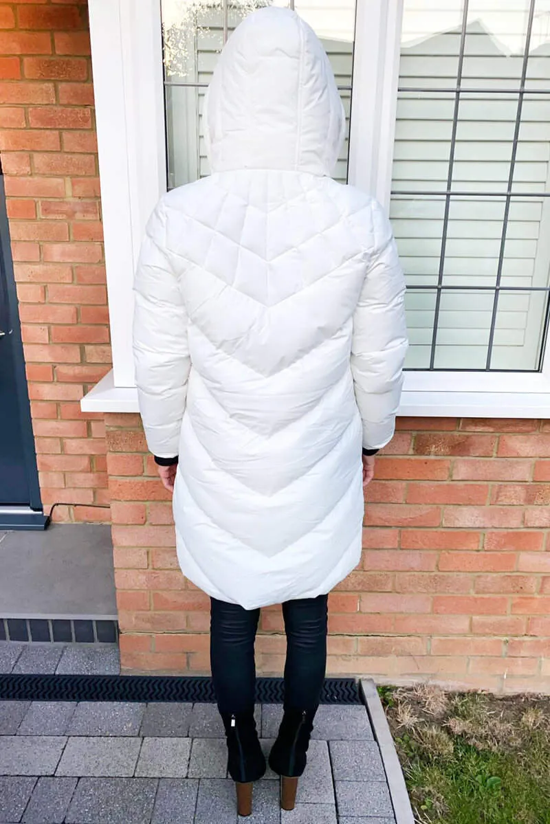 Cream Longline Padded Coat