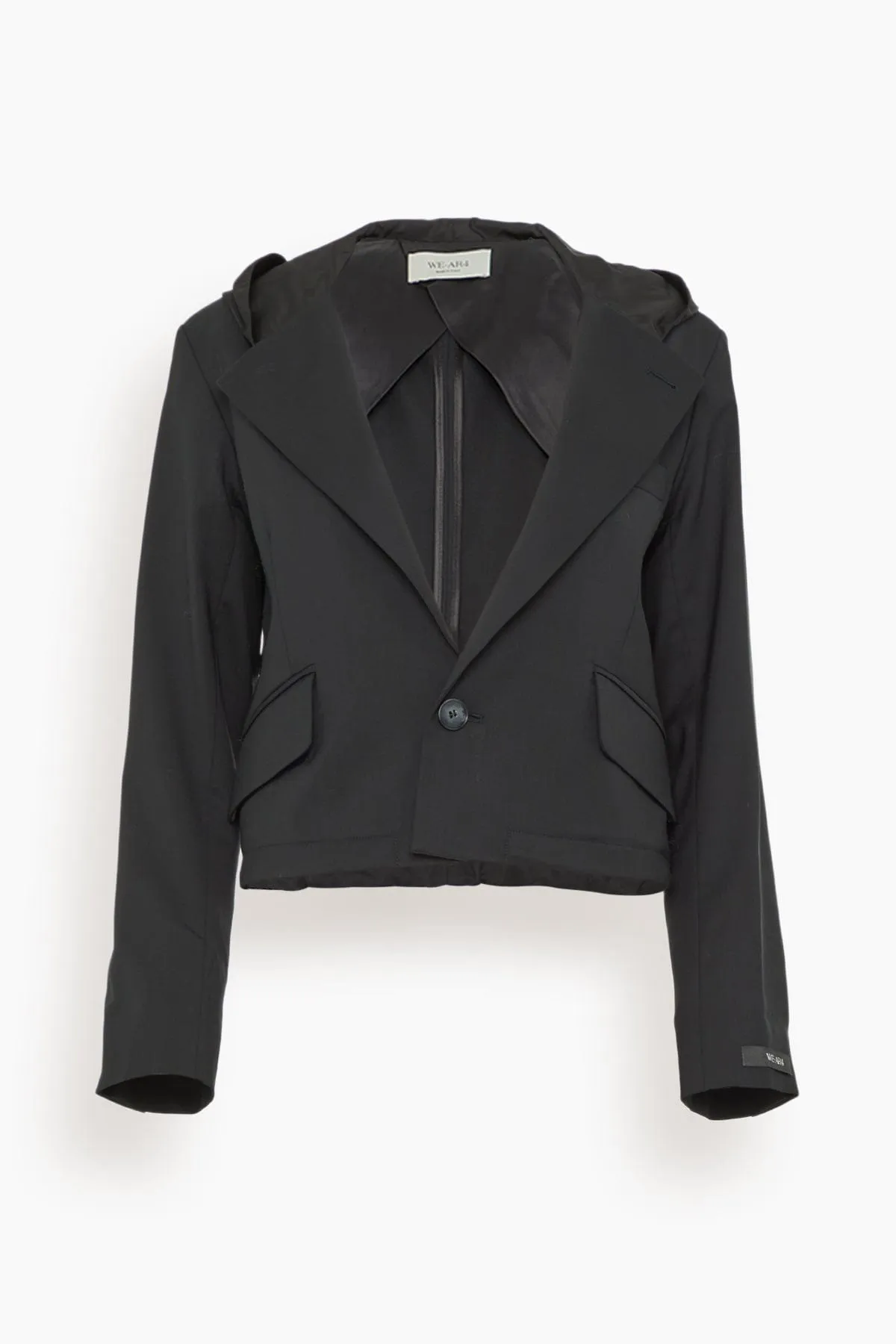 Cropped Hooded Blazer in Black Night