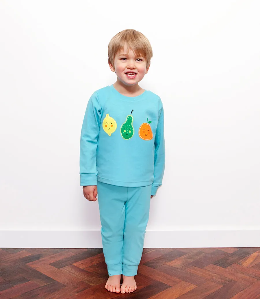 Cute Turquoise Tutti Fruitt Pyjamas for kids in a Jar