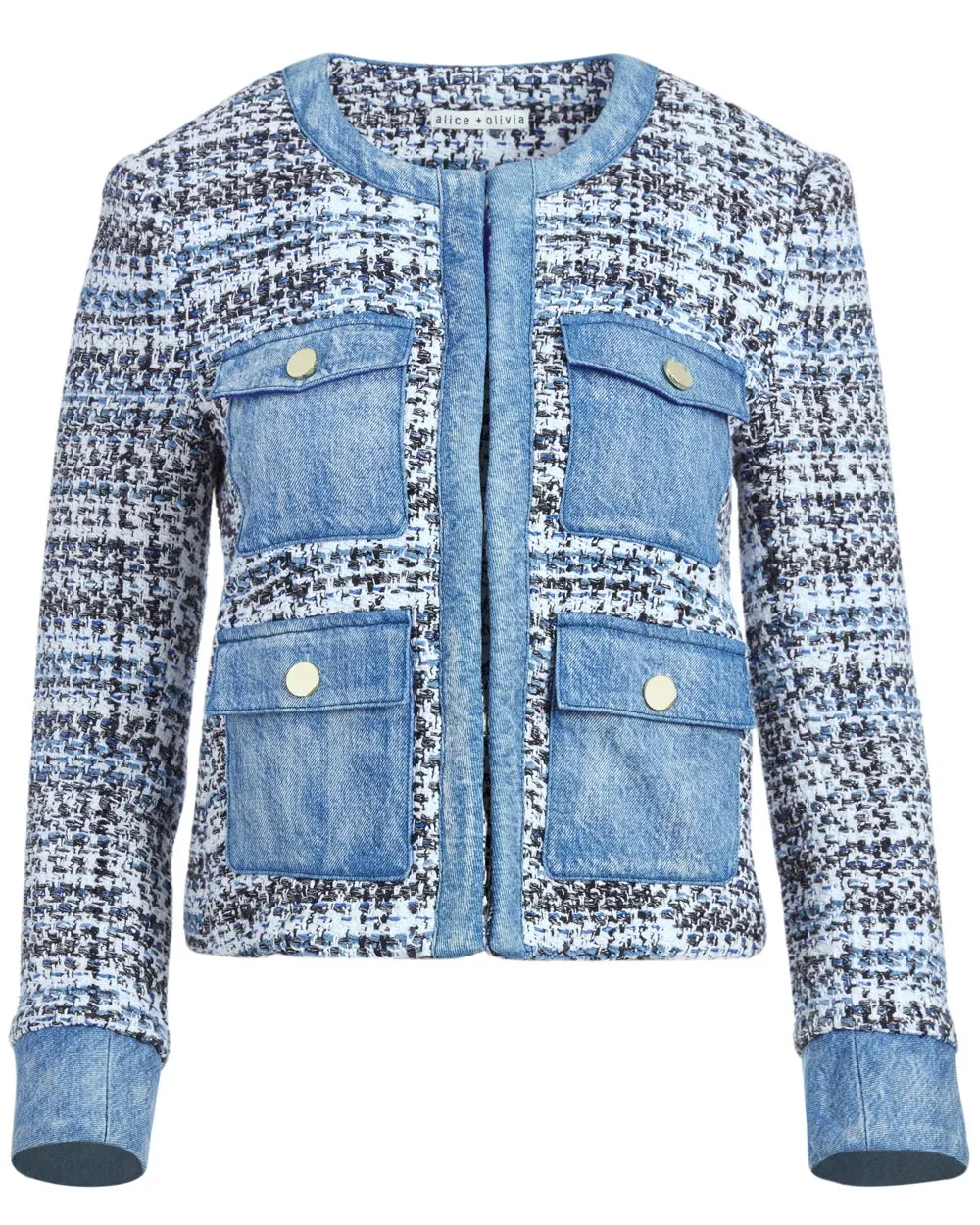 Denim and Tweed Combo Patch Pocket Jacket