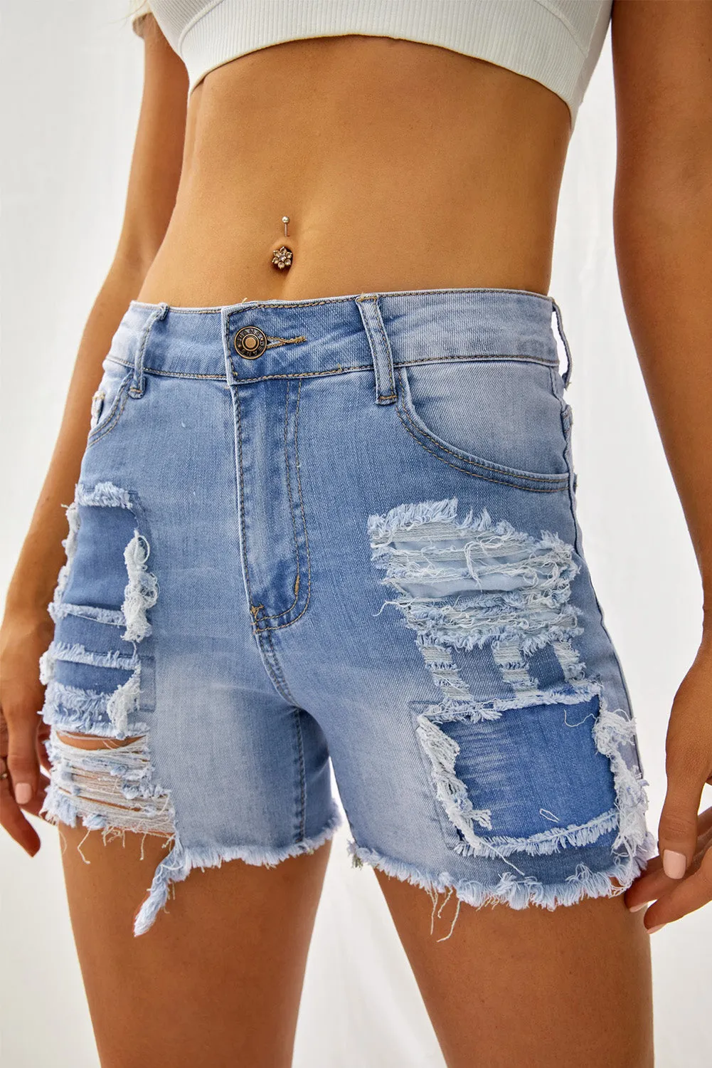 Distressed Denim Shorts