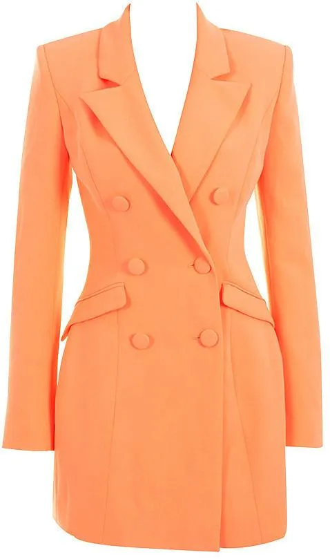 Double-Breasted Orange Blazer