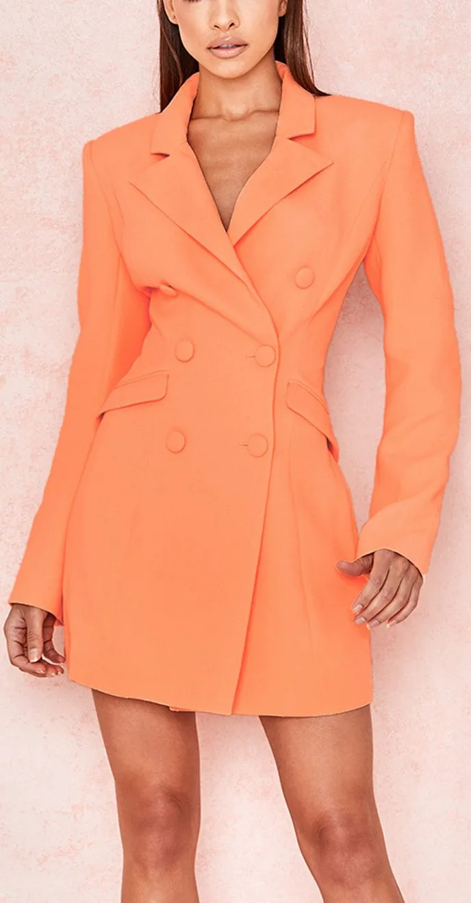 Double-Breasted Orange Blazer