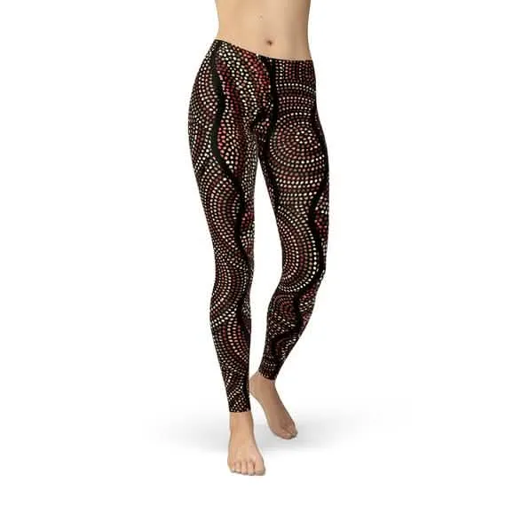 Dreamtime Inspired Women's Polka Dot Performance Leggings