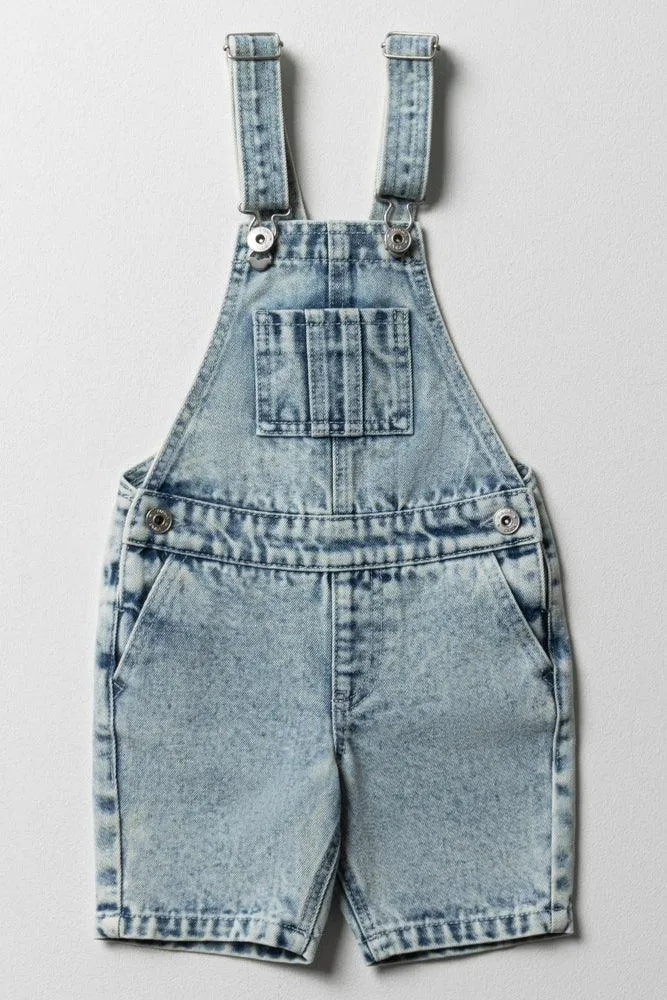 Dungaree Short Distressed Light Blue