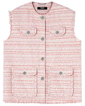 Dusty Rose Tweed Sleeveless Jacket