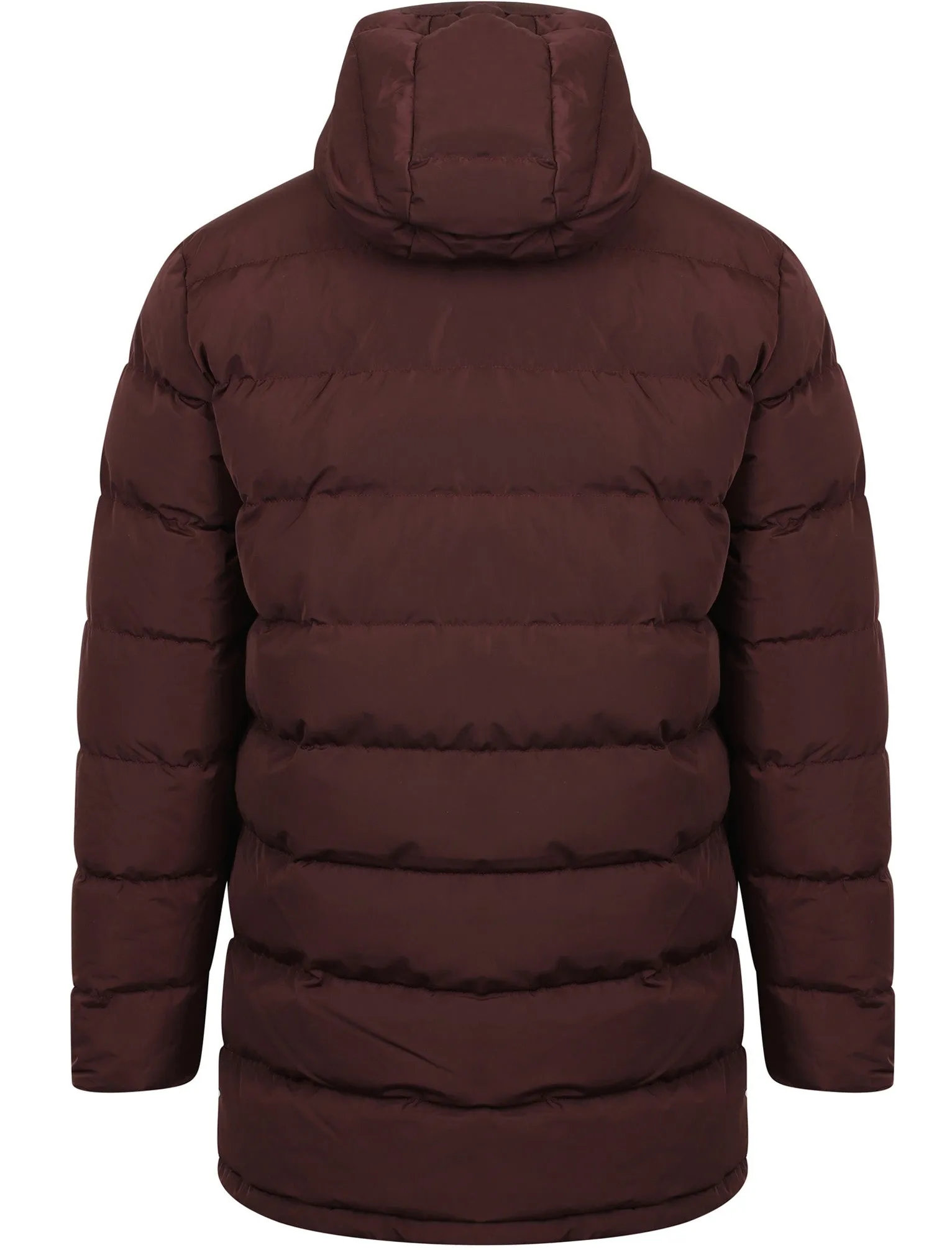 Edmonton Longline Quilted Puffer Coat with Hood In Aubergine - Tokyo Laundry