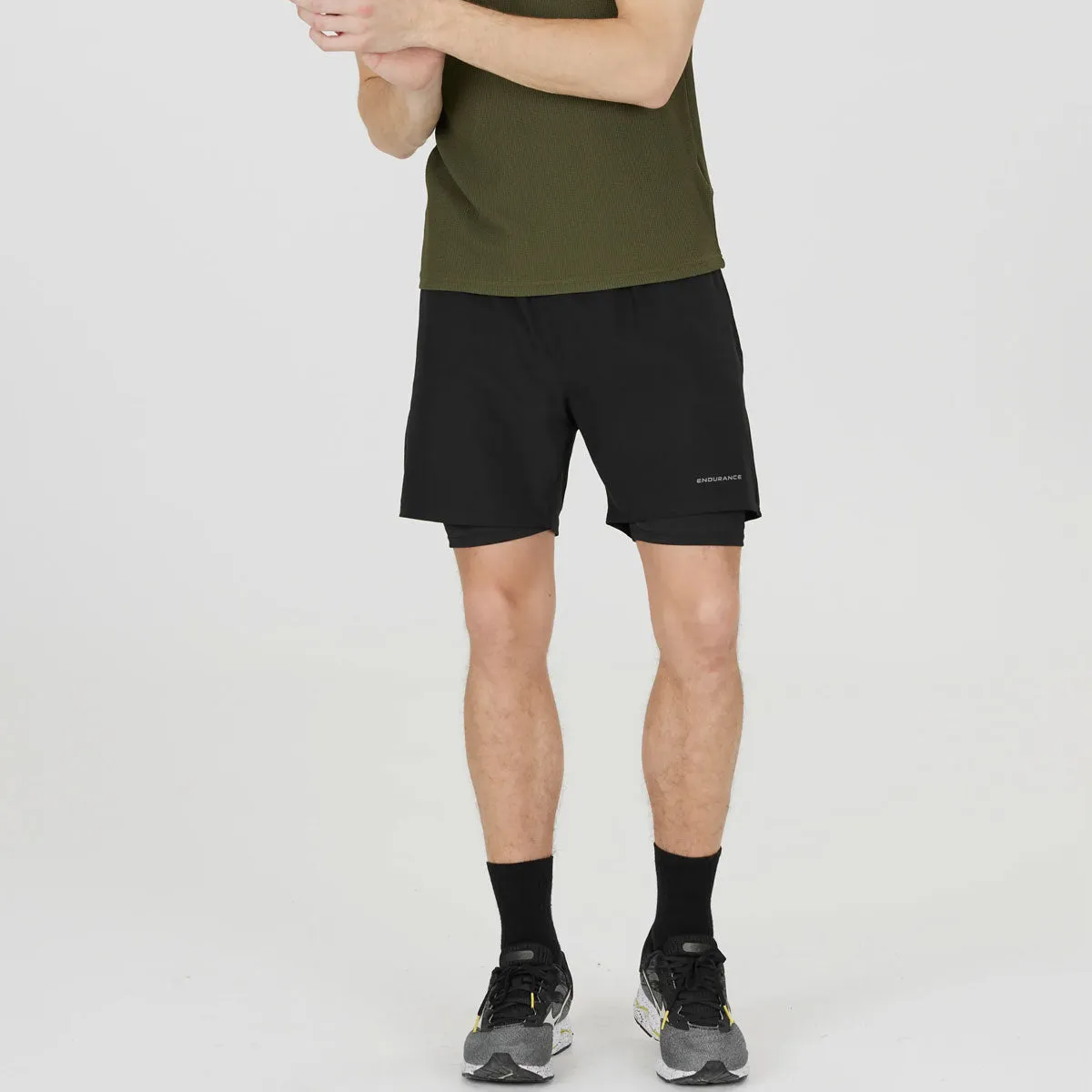 Endurance Kros 2-in-1 Running Shorts - Mens - Black