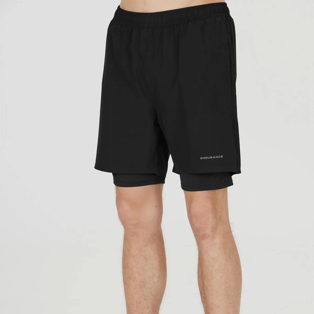 Endurance Kros 2-in-1 Running Shorts - Mens - Black