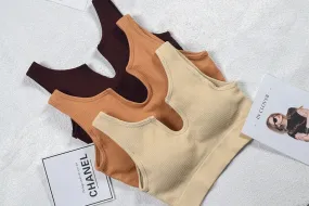 Essentials Scoop Neck Crop and Leggings Set in Beige, Toffee & Brown