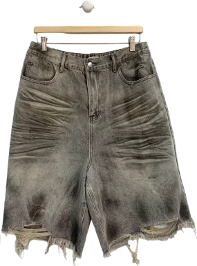 Garments Grey Distressed Denim Shorts UK L