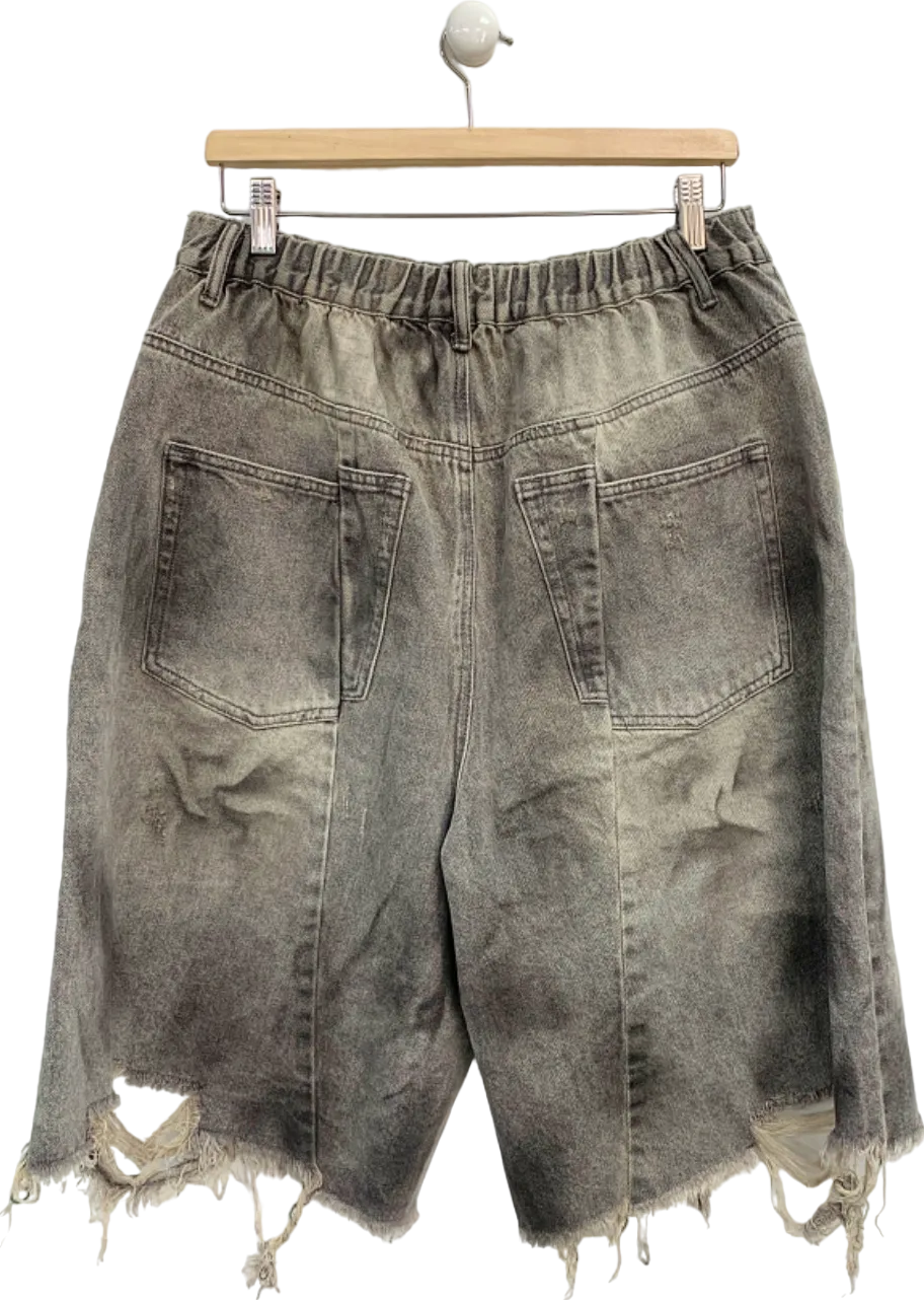 Garments Grey Distressed Denim Shorts UK L