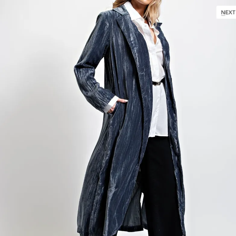 Going Far Crushed Velvet Maxi Coat