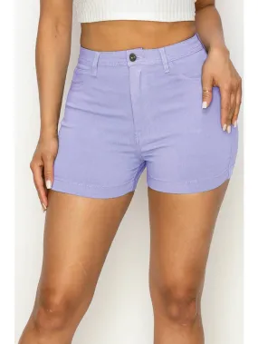 High Waisted Lilac Color Denim Shorts