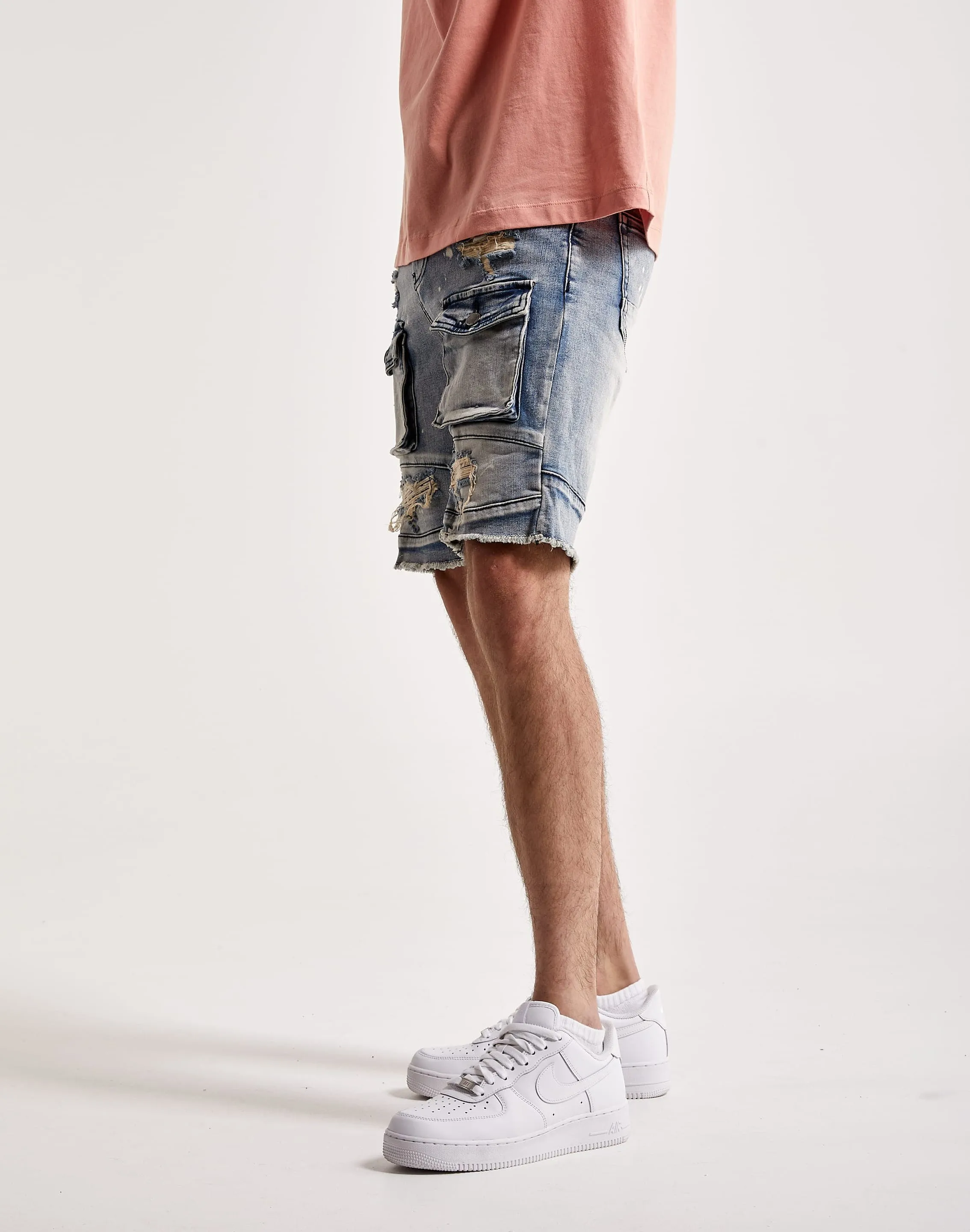 Kilogram Front Pocket Denim Cargo Shorts