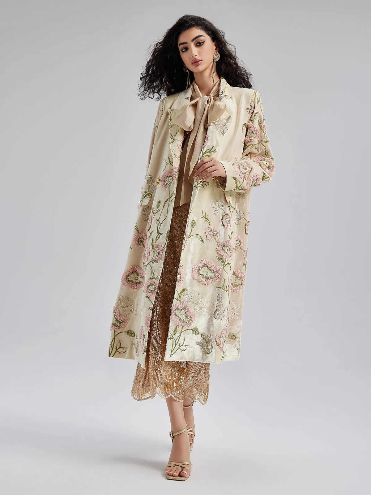 Limited Edition Silk Velvet Flower Coat