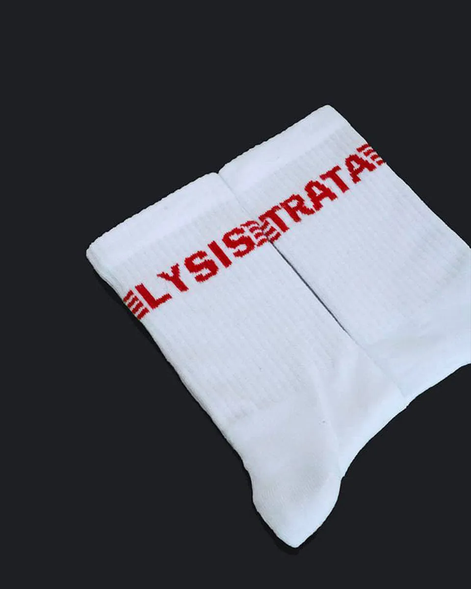 LYSISTRATA "Lysis White & Red Striped Socks"