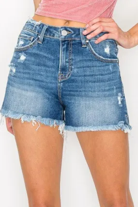 MEAGAN MID RISE DISTRESSED SHORTS