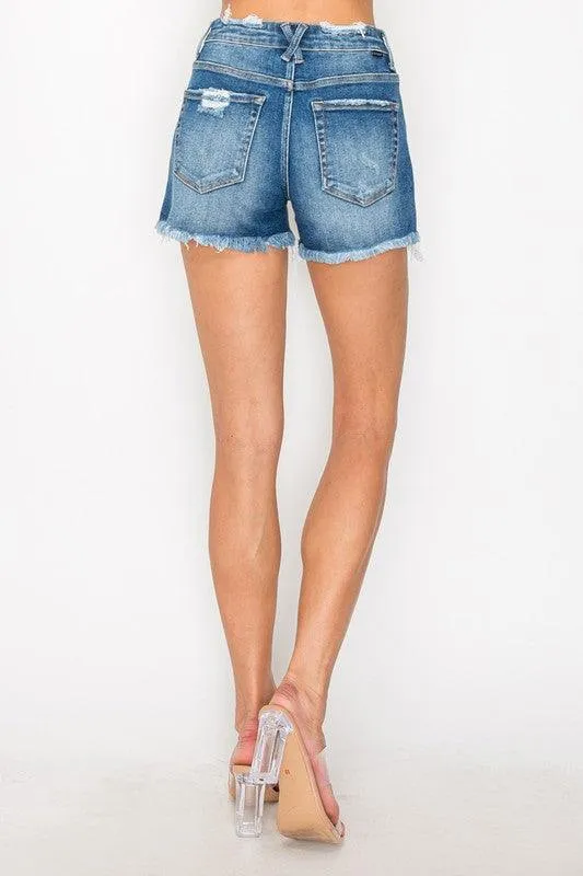 MEAGAN MID RISE DISTRESSED SHORTS