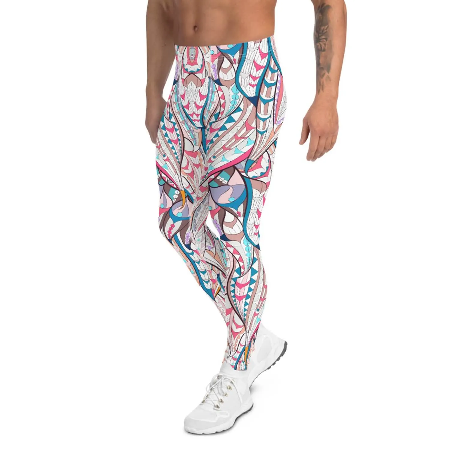 Men's Bohemian Feather Print Performance Tights