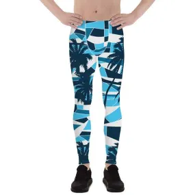 Men's Ocean Wave Tropical Palm Tree Performance Leggings