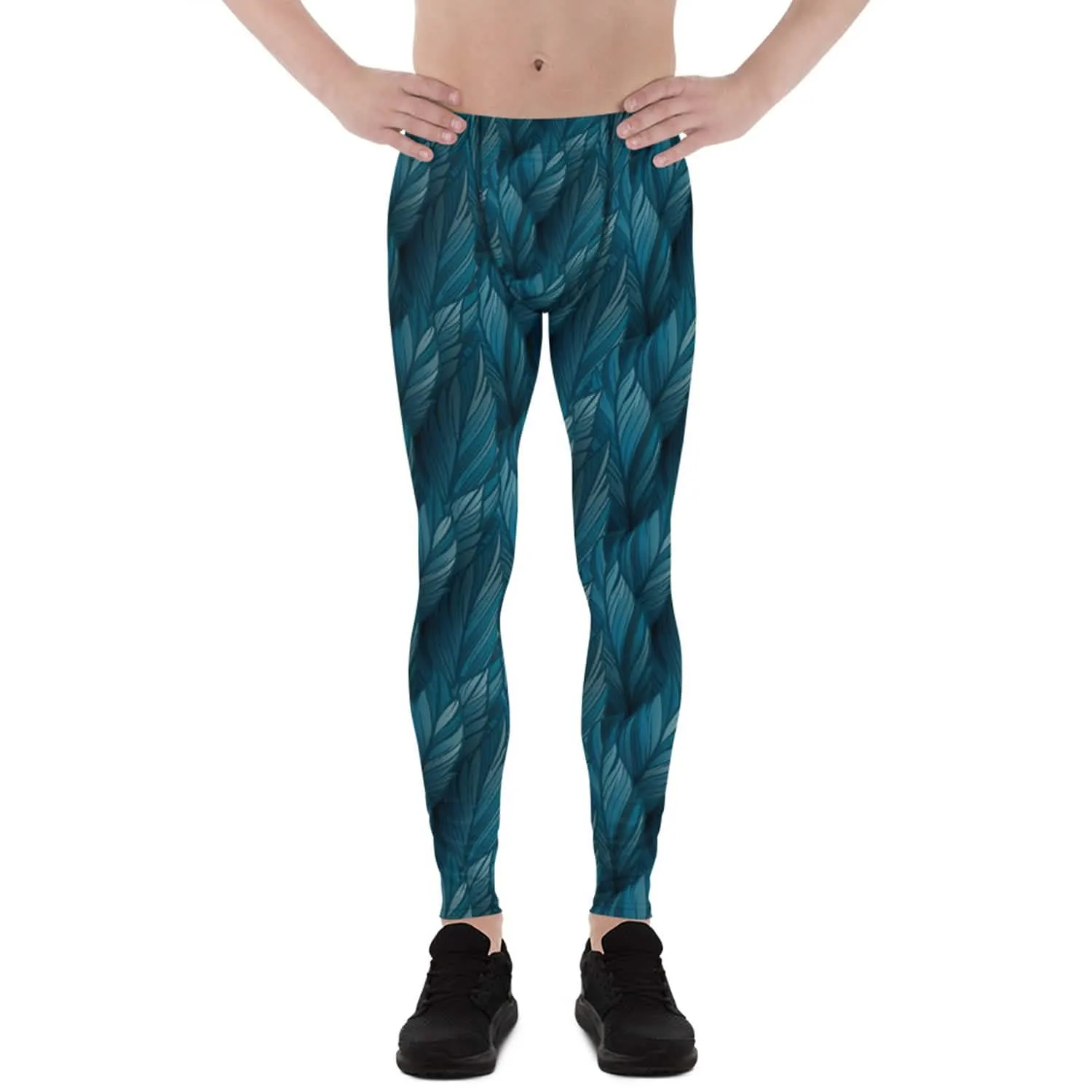 Men's Teal Feather High-Performance Leggings