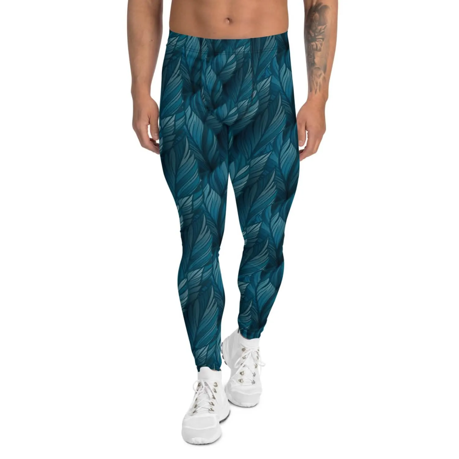 Men's Teal Feather High-Performance Leggings