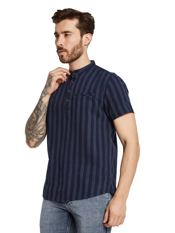 Mettle Men Opaque Striped Casual Shirt