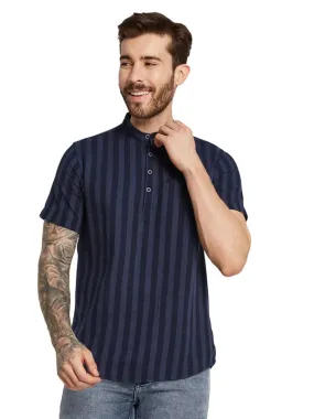 Mettle Men Opaque Striped Casual Shirt