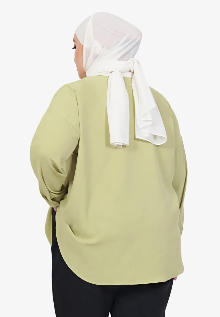 Mica Minimalist Work Button Shirt - Light Green